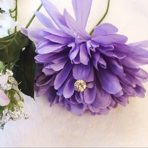 Sterling Silver Yellow Crystal Ring - Picture 7 of 7